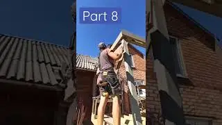 Adjoining the wall and roof to the house. Terrace construction. Part 8 