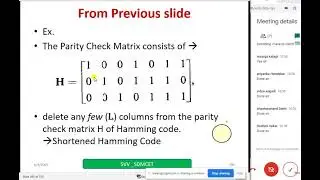 Hamming Code, Use of Hamming Codes, Shortened Hamming Code, The possible Hamming codes