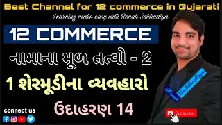 ધોરણ 12 કોમર્સ || નામાના મૂળતત્વો ભાગ 2 || 1 શેરમૂડી ના વ્યવહારો || ઉદાહરણ 14