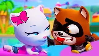 Talking tom gold  run Говорящий Том бег за золотом Наташа и Катя Кто победит Пожарного Тома