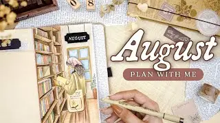August 2023 Bullet Journal Setup • PLAN WITH ME 📔 Bookstore BuJo Theme