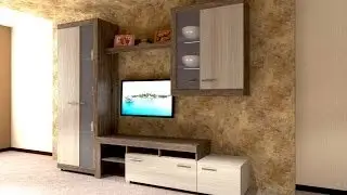 SketchUp стенка TV ч 3