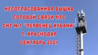 Несогласованная вышка МТС СНТ №1 ''Первенец Кубани'' г  Краснодар сентябрь 2021