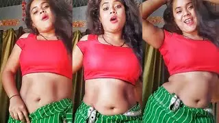 Sexy desi housewife in dance mood hot expressions navel show saree pallu drop || Viral Desi Reelz