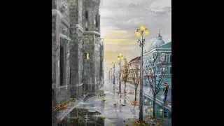 Картина маслом ДОЖДЛИВЫЙ ВЕЧЕР Oil painting RAINY EVENING