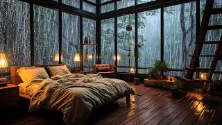 No Ads, Rain Sounds For Sleeping – Peaceful Rainfall and Fireplace in a Mountain Lodge