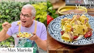 PASTA WITH ANCHOVIES IN OIL, CREAM OF RICOTTA CHEESE, AND BRISPSIT CRISP - Recipe by Chef Max Mar...