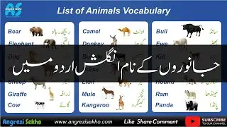 List of Animals Vocabulary  | Animal Names جانوروں کے نام