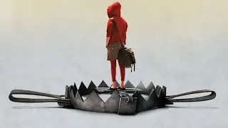 Придурок испытывает медвежий капкан. Больно!!!