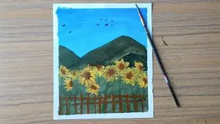 How to draw a sunflower garden- step by step||Rushdas Artistry||