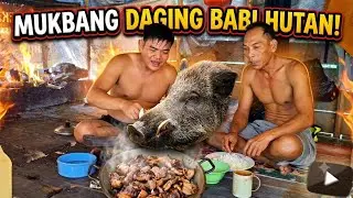 Mukbang wild boar meat from traps