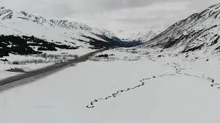 A Snowy Alaska Valley Aerial