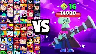 SQUIDWARD MORTIS vs ALL BRAWLERS! With 16 POWER-UPs! | Brawl Stars