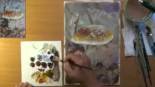 Как нарисовать белый гриб. Акрил