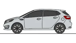 How to draw a Kia Rio QB hatchback 2011-2017 car step by step