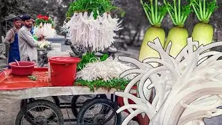 Mooli Masala | Road Side Vendor Selling Radish Flowers | Healthy & Tasty Street Food | knife Skills