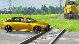 Cars Vs Rails #9 - BeamNG Drive | CRASHhub