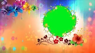 Green Background with Flowers and Animation Falling Heart Video Background