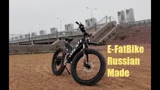 Electric FatBike ride at Protective dam of St. Petersburg, Russia