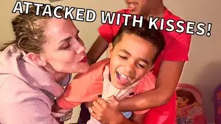 MOM ATTACKS BOYS WITH KISSES ON VALENTINES!