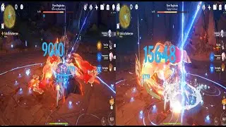 Yun Jin Buffing C0 Ayato with Level 9 Talents Damage Comparison