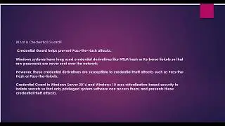 What i credential Gaurd in Windows 2016