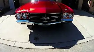 Inside the booth on 1970 Chevelle HOK Candy Apple Red overhaul paint