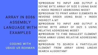 Base+Index Indirect Addressing Mode | Relative Addressing Mode in 8086 Assembly Language