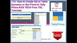 T15  How to Create list or Table  Dynamic or Not Fixed In Tally Prime AGS TECH Free TDL Tutorials