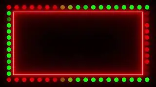 Red Neon Frame With Red & Green Lights Seamless Loop