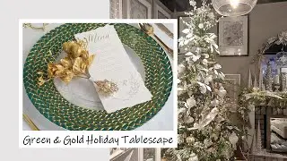 Green & Gold Glam Holiday Tablescape | Tablescape Tuesdays