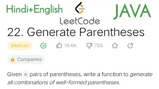22.Generate Parentheses #leetcode using java | Easy solution using #recursion | #leetcodequestions
