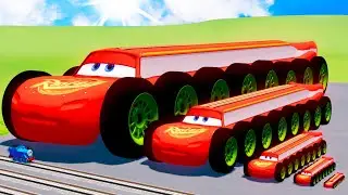 Big & Small Long McQueen vs Deadly Traps – Trains, Blenders & Extreme Jumps! | BeamNG.Drive