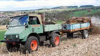 UNIMOG 411 beim Mistfahren
