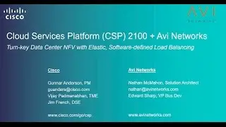 Agile, Next Gen Load Balancing with Cisco CSP 2100 and Avi Networks