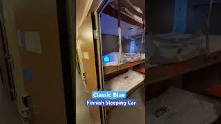 Inside classic blue Finnish Sleeping Car Helsinki - Kolari (type CEmt)