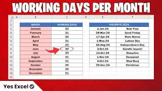 Get Working Days Per Month in Excel