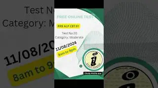 Free Online test:20 for RRB ALP CBT:01 on 11/08/2024 Sunday