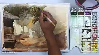 Watercolor Winter Village Painting | Morning Mood Painting | step by step | Supriyo