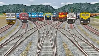 15 TRAINS PASSING OVER LONG RAILWAY BUMPY TRACK | BeamNG.Drive | Train Simulator