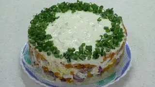 Салат из рыбной консервы. Простой и вкусный салат из консервированной сайры.