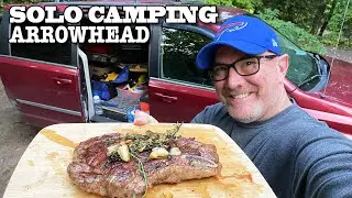 Solo Minivan Camping • Cooking 1 Pound Ribeye at Arrowhead & Eggs Benedict at Wimpy's Diner