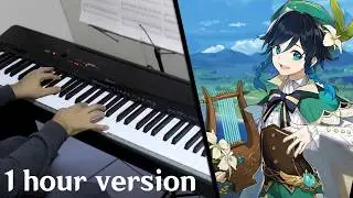 Midnight in Mondstadt -  Genshin Impact | Piano Cover 1 Hour Loop