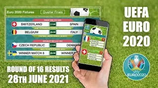 UEFA Euro 2020 Round of 16 Results - 28th June 2021