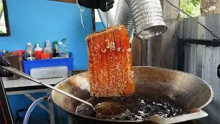 숲속에서 만드는 태국 스타일 바삭한 삼겹살 / thai style crispy pork belly making - thai food