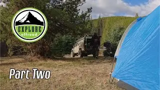Jeep backcountry camping  by a creek