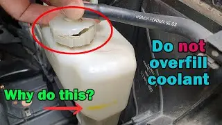 Coolant overfill damage: DON'T exceed the maximum indicated level