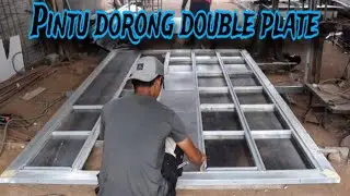 Super rapih ! Bikin Pintu dorong double plat dengan variasi plat cutting