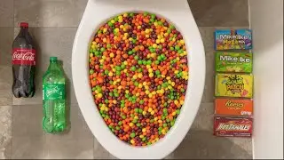 Will it Flush? - Skittles, Coca Cola, Fanta, Sprite, Oreos, Cheetos, M&Ms, Candy