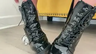 ASMR LEATHER BOOT HEELS CRUSHING PAPER